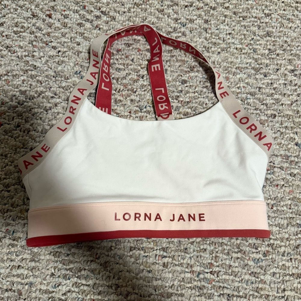 Lorna Jane Power Play Padded Logo Strappy Sport Bra- Size Small